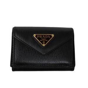 Prada Tri fold Wallet Black Nero Compact